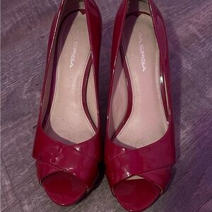 Via Spiga Women's Red Peep Toe Heels